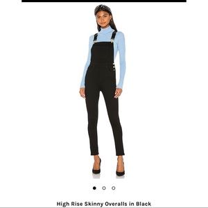 WeWoreWhat High Rise Skinny Overalls in Black